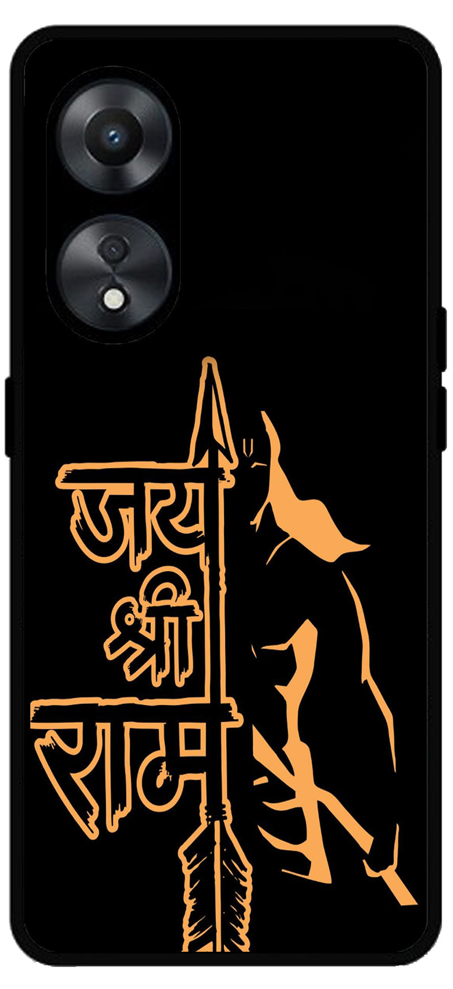 Jai Shree Ram Font Design Unbreakable Metal Back Case Mobile Cover with 4 Side Protection and Soft TPU Sides for Oppo a78 5g