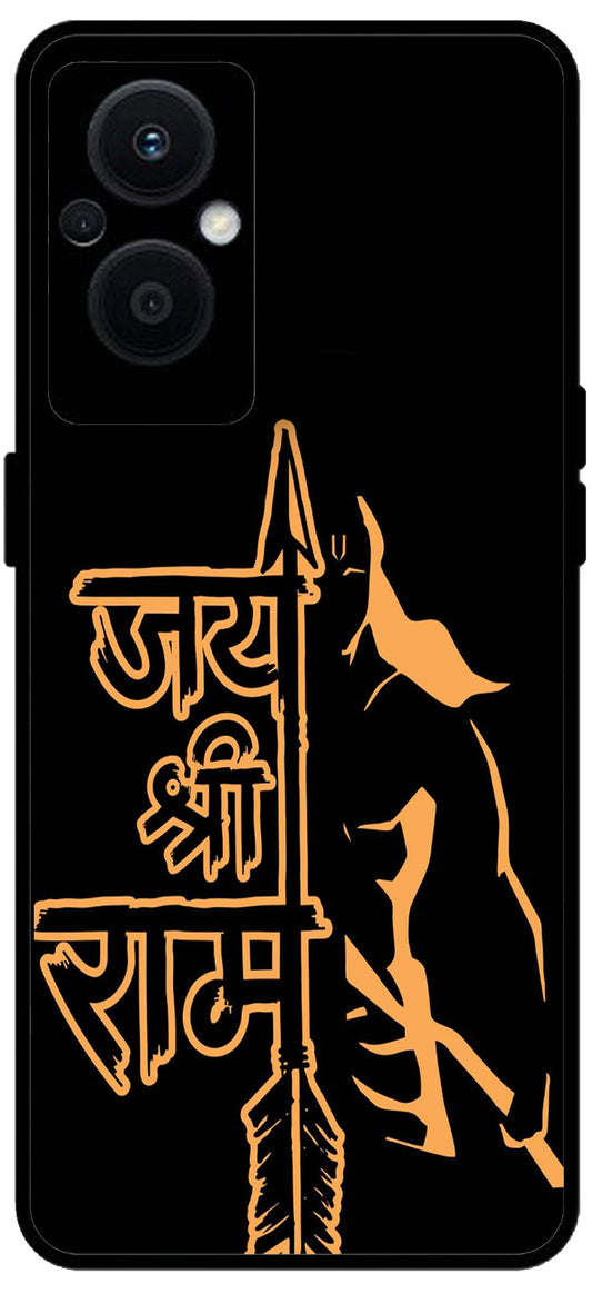 Jai Shree Ram Font Design Unbreakable Metal Back Case Mobile Cover with 4 Side Protection and Soft TPU Sides for OPPO F21 PRO 5G