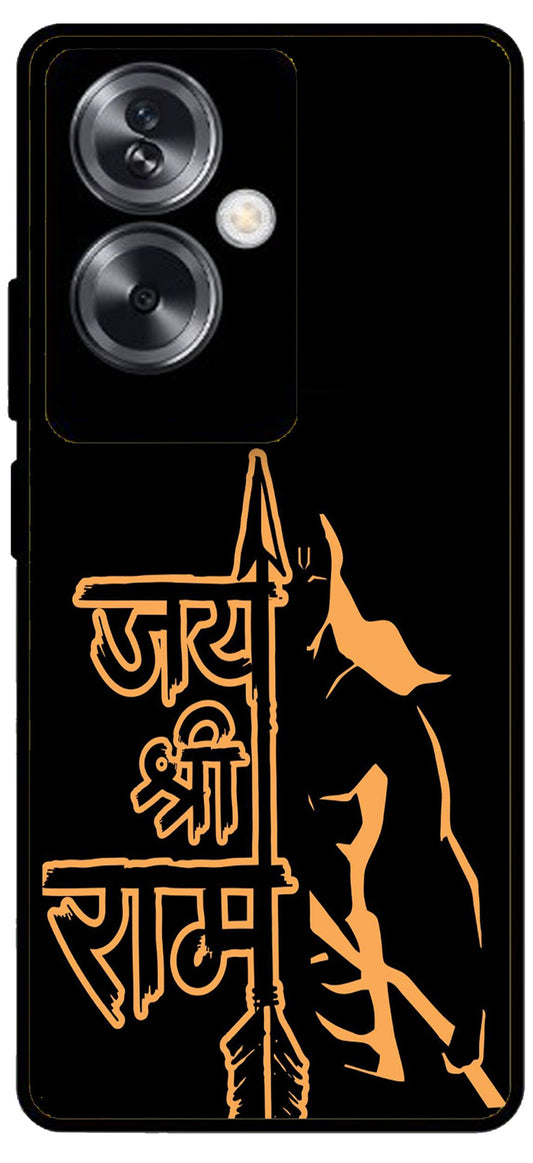 Jai Shree Ram Font Design Unbreakable Metal Back Case Mobile Cover with 4 Side Protection and Soft TPU Sides for Oppo A79 NEW