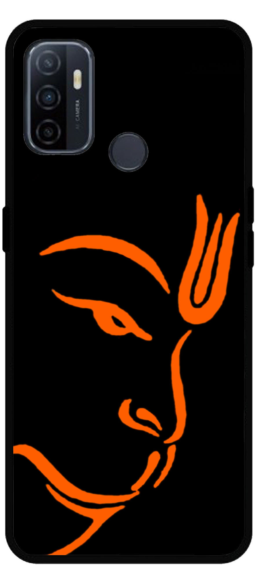 Hanuman Ji Face Unbreakable Metal Back Case Mobile Cover with 4 Side Protection and Soft TPU Sides for Oppo A53