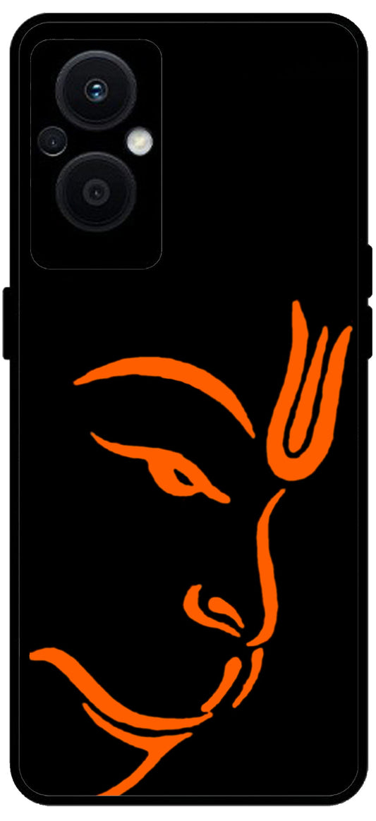 Hanuman Ji Face Unbreakable Metal Back Case Mobile Cover with 4 Side Protection and Soft TPU Sides for OPPO F21 PRO 5G