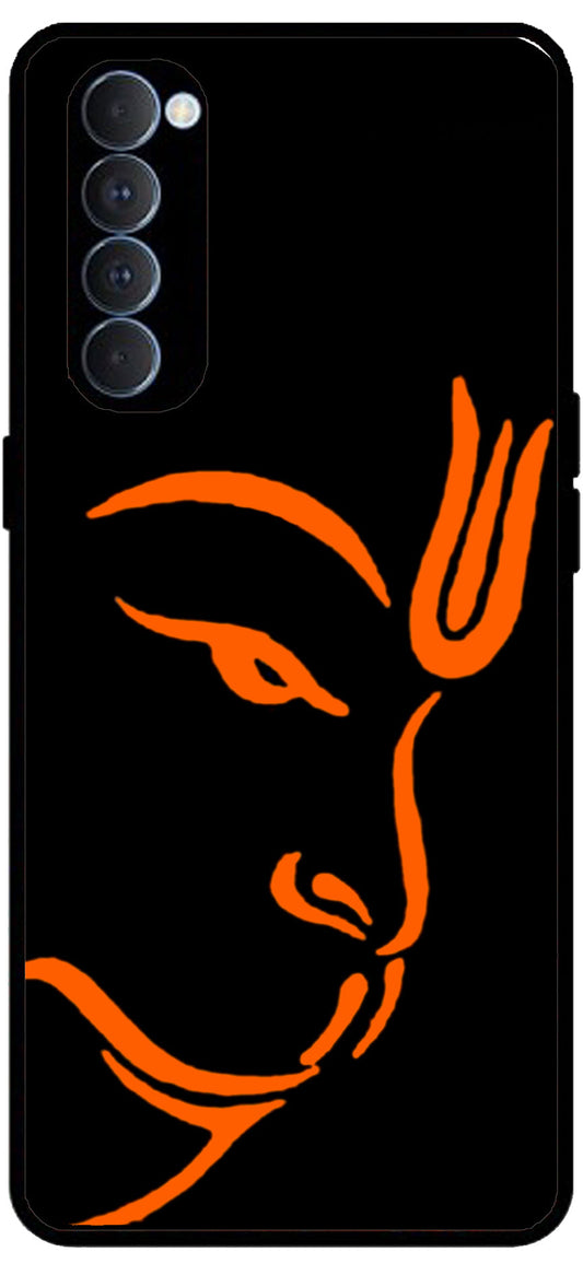 Hanuman Ji Face Unbreakable Metal Back Case Mobile Cover with 4 Side Protection and Soft TPU Sides for Oppo Reno pro