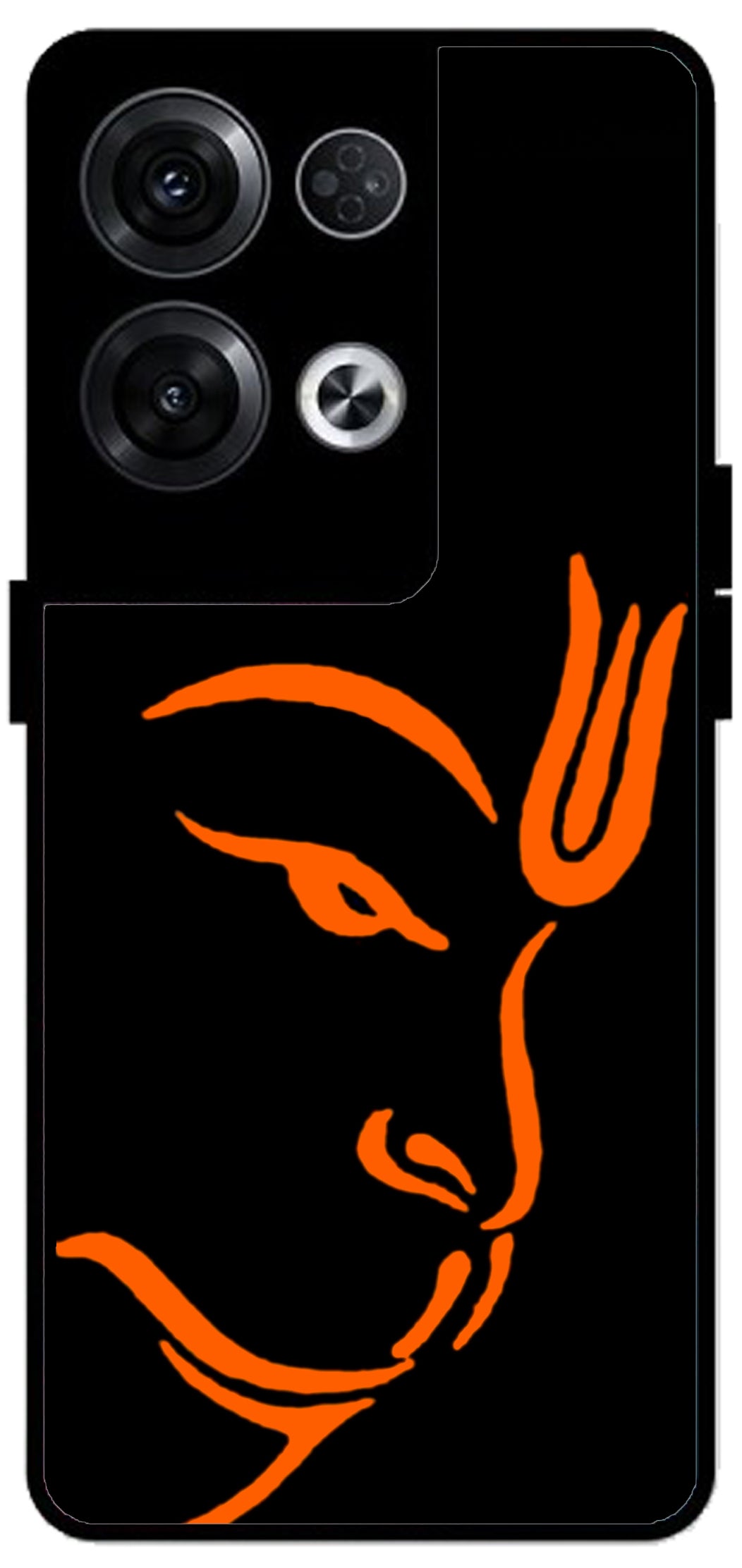 Hanuman Ji Face Unbreakable Metal Back Case Mobile Cover with 4 Side Protection and Soft TPU Sides for Oppo Reno 8 Pro 5G 2D