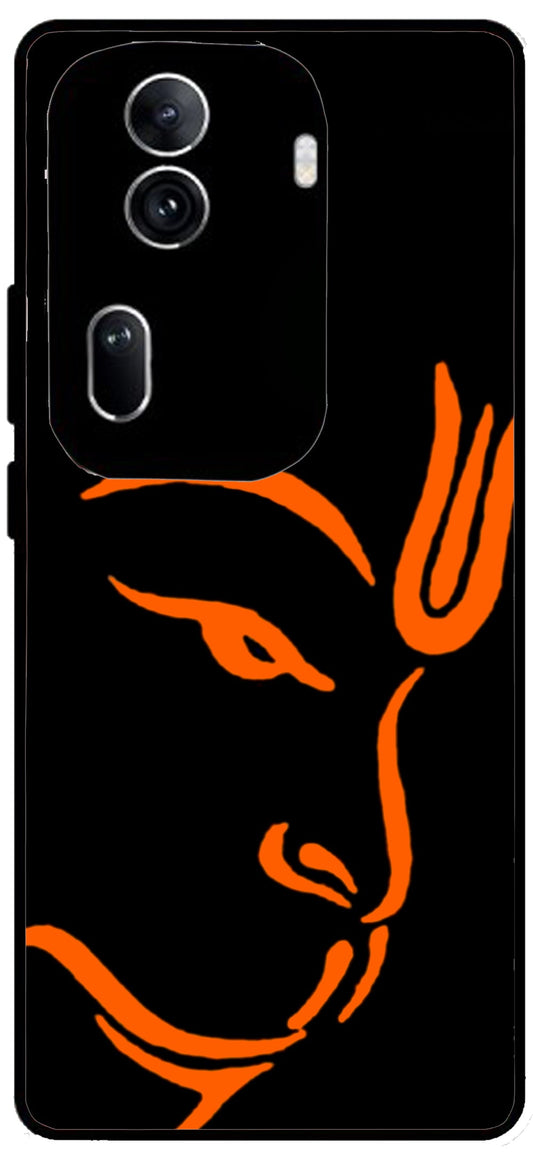 Hanuman Ji Face Unbreakable Metal Back Case Mobile Cover with 4 Side Protection and Soft TPU Sides for Oppo Reno 11 pro