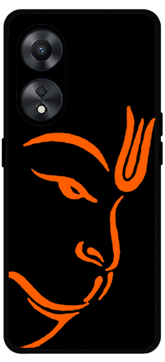 Hanuman Ji Face Unbreakable Metal Back Case Mobile Cover with 4 Side Protection and Soft TPU Sides for Oppo a78 5g