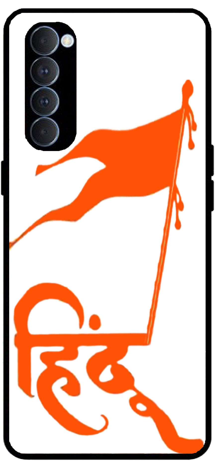 Hindu Flag Unbreakable Metal Back Case Mobile Cover with 4 Side Protection and Soft TPU Sides for RENO4 PRO