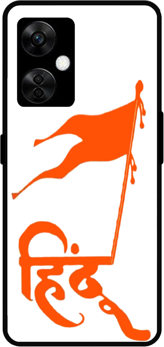 Hindu Flag Unbreakable Metal Back Case Mobile Cover with 4 Side Protection and Soft TPU Sides for OnePlus Nord CE3 Lite