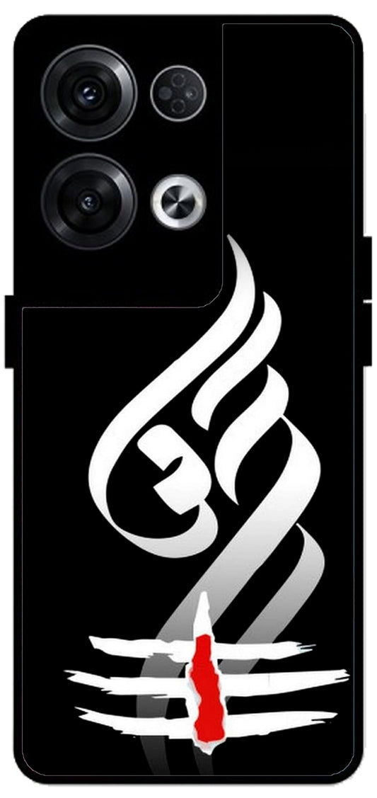 Om Art Black Unbreakable Metal Back Case Mobile Cover with 4 Side Protection and Soft TPU Sides for Oppo Reno 8 Pro 5G 2D