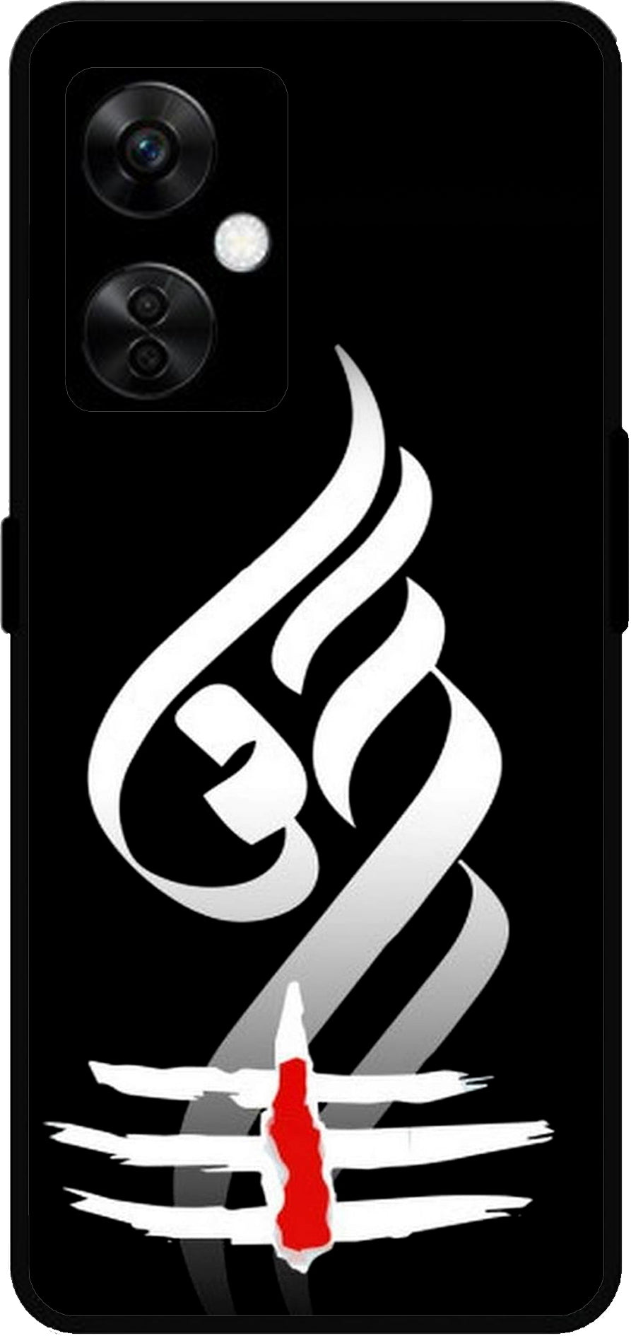 Om Art Black Unbreakable Metal Back Case Mobile Cover with 4 Side Protection and Soft TPU Sides for OnePlus Nord CE3 Lite