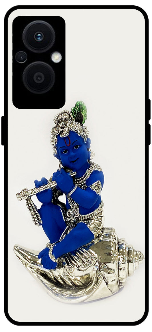 Kanha Ji Silver Unbreakable Metal Back Case Mobile Cover with 4 Side Protection and Soft TPU Sides for OPPO F21 PRO 5G