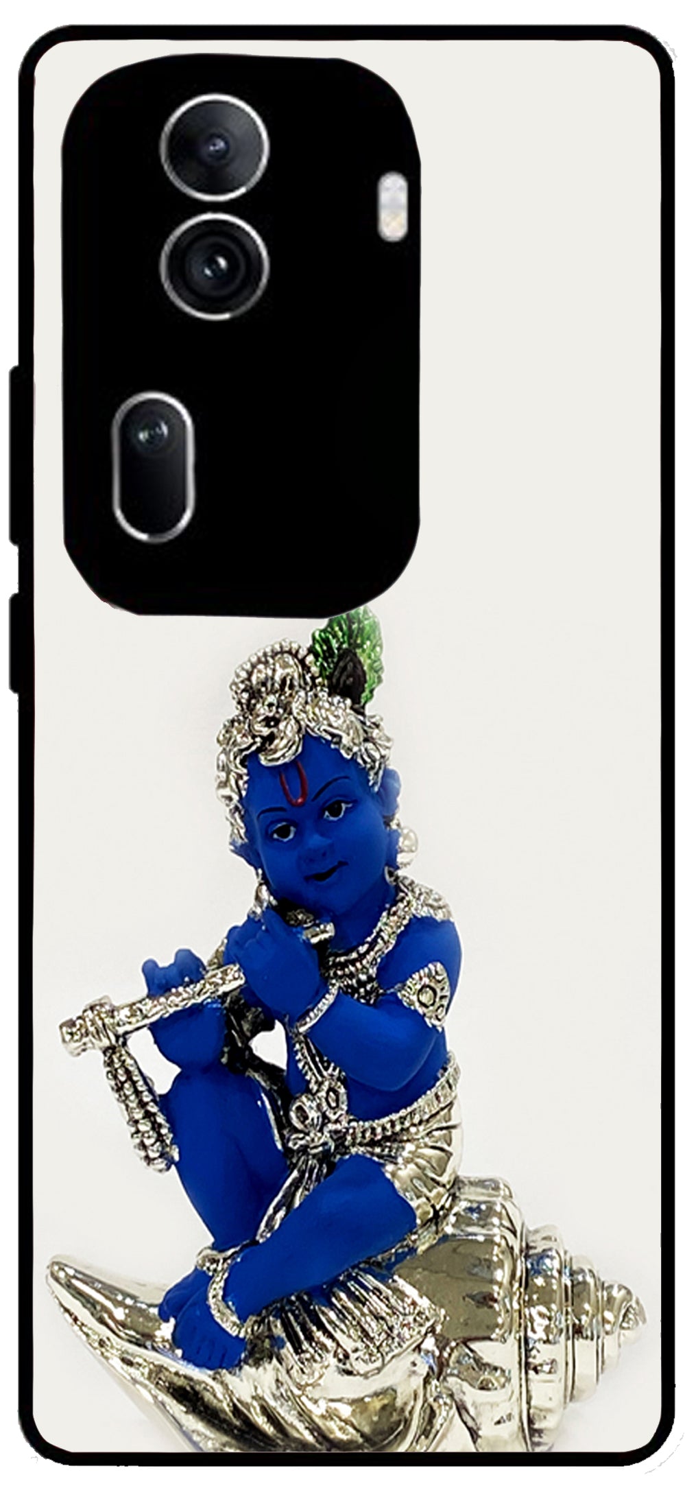 Kanha Ji Silver Unbreakable Metal Back Case Mobile Cover with 4 Side Protection and Soft TPU Sides for Oppo Reno 11 pro