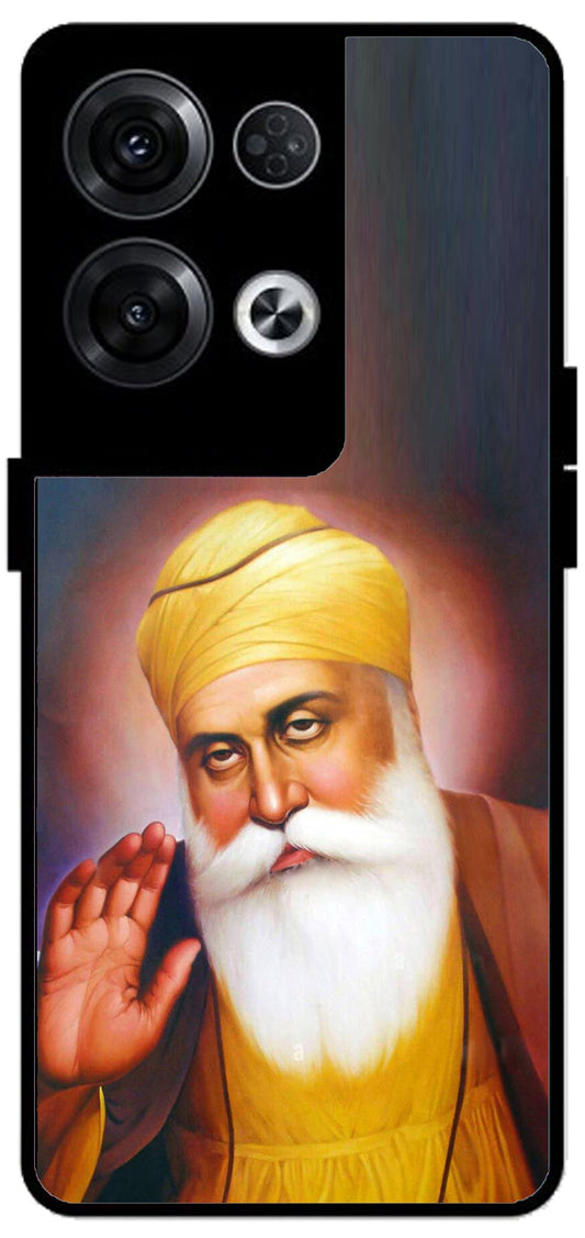 Guru Nanak Dev Ji Unbreakable Metal Back Case Mobile Cover with 4 Side Protection and Soft TPU Sides for Oppo Reno 8 Pro 5G 2D