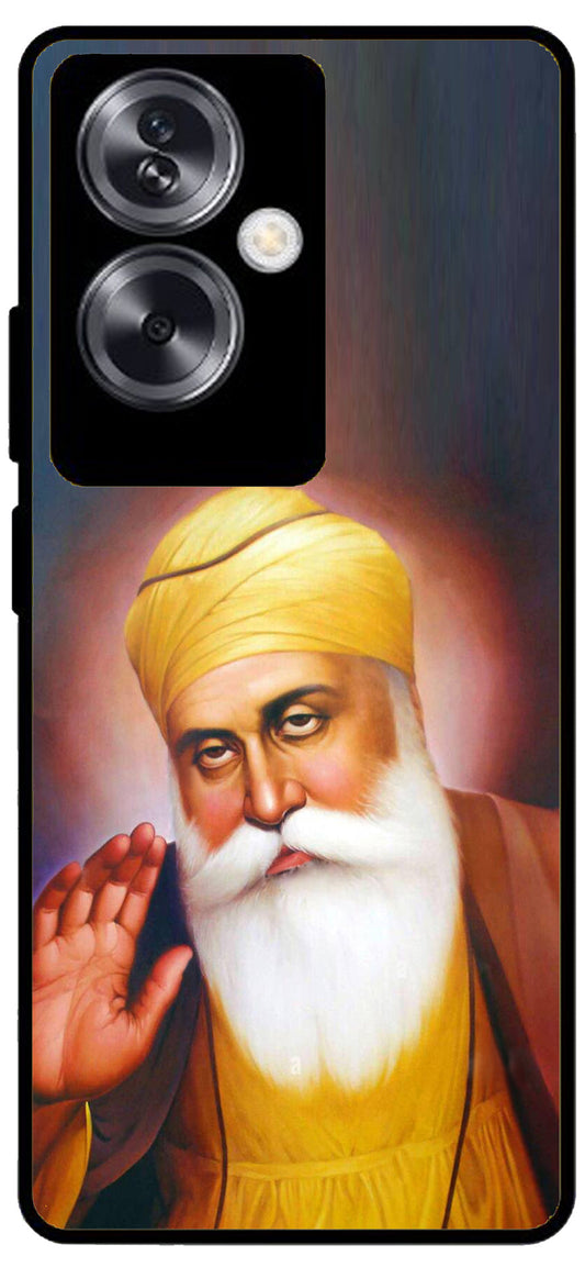 Guru Nanak Dev Ji Unbreakable Metal Back Case Mobile Cover with 4 Side Protection and Soft TPU Sides for Oppo A79 NEW