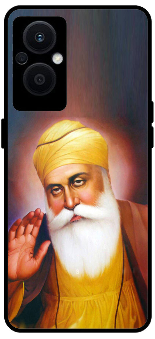 Guru Nanak Dev Ji Unbreakable Metal Back Case Mobile Cover with 4 Side Protection and Soft TPU Sides for OPPO F21 PRO 5G