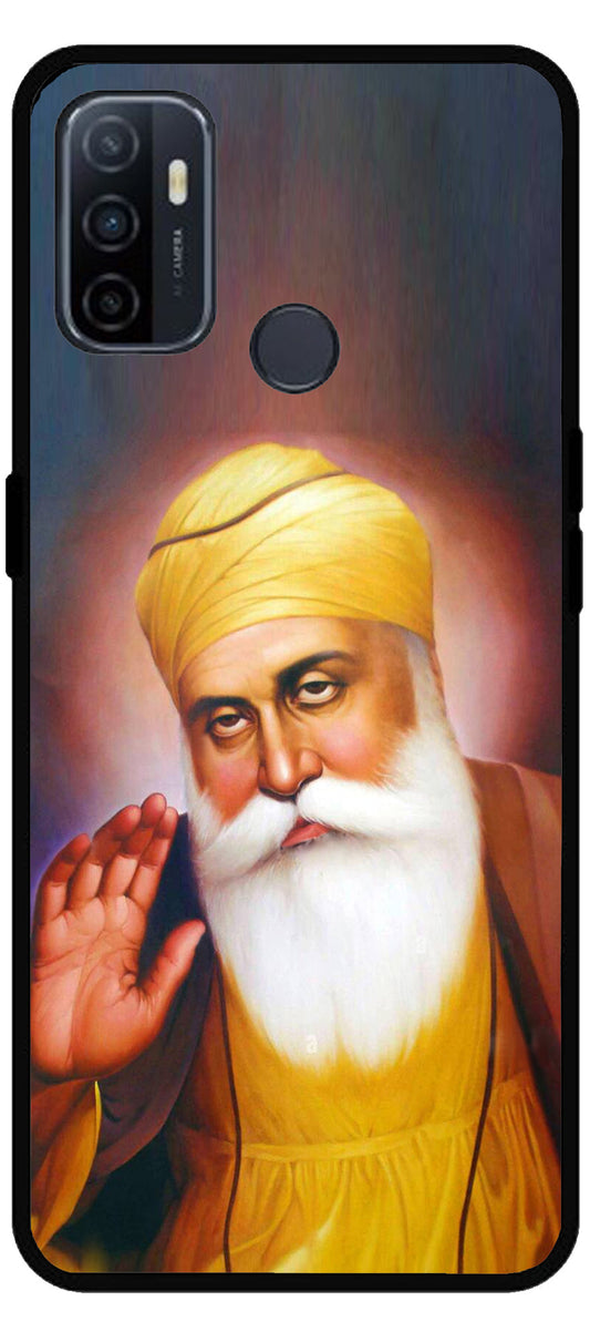 Guru Nanak Dev Ji Unbreakable Metal Back Case Mobile Cover with 4 Side Protection and Soft TPU Sides for Oppo A53