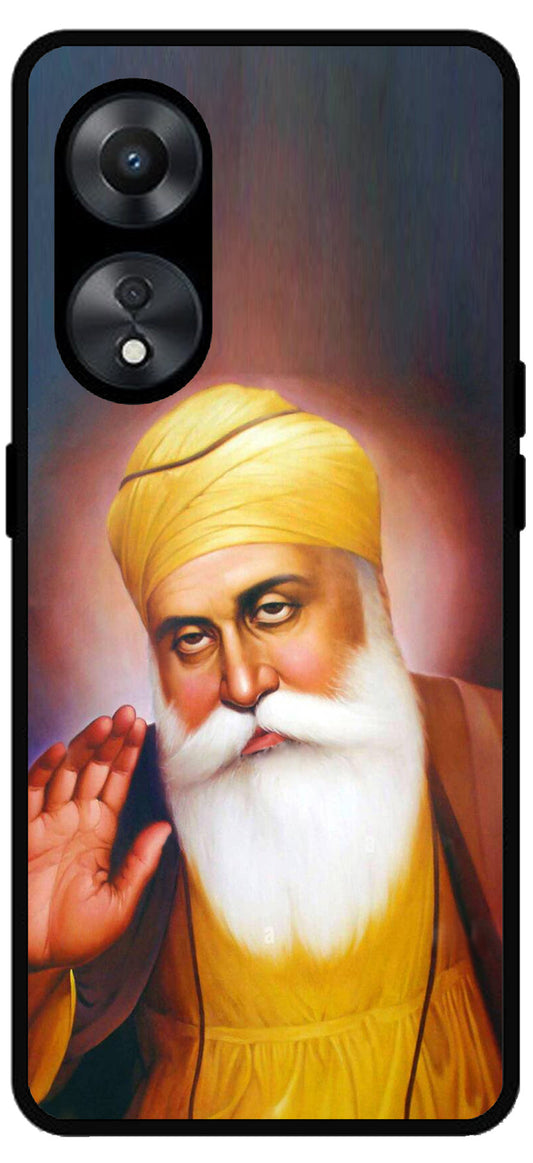 Guru Nanak Dev Ji Unbreakable Metal Back Case Mobile Cover with 4 Side Protection and Soft TPU Sides for Oppo a78 5g