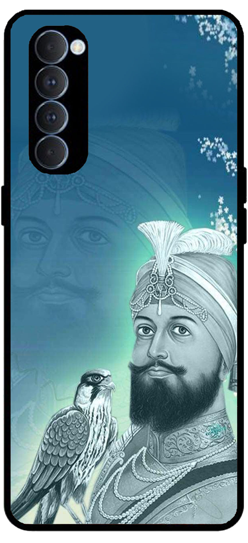 Guru Gobind Singh Ji Unbreakable Metal Back Case Mobile Cover with 4 Side Protection and Soft TPU Sides for RENO4 PRO