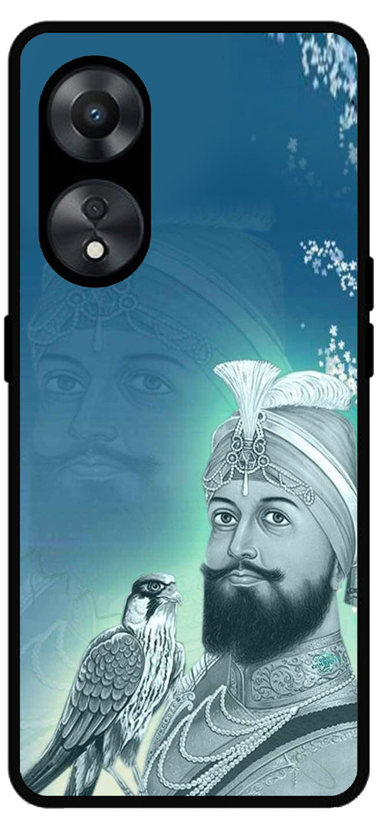 Guru Gobind Singh Ji Unbreakable Metal Back Case Mobile Cover with 4 Side Protection and Soft TPU Sides for Oppo a78 5g