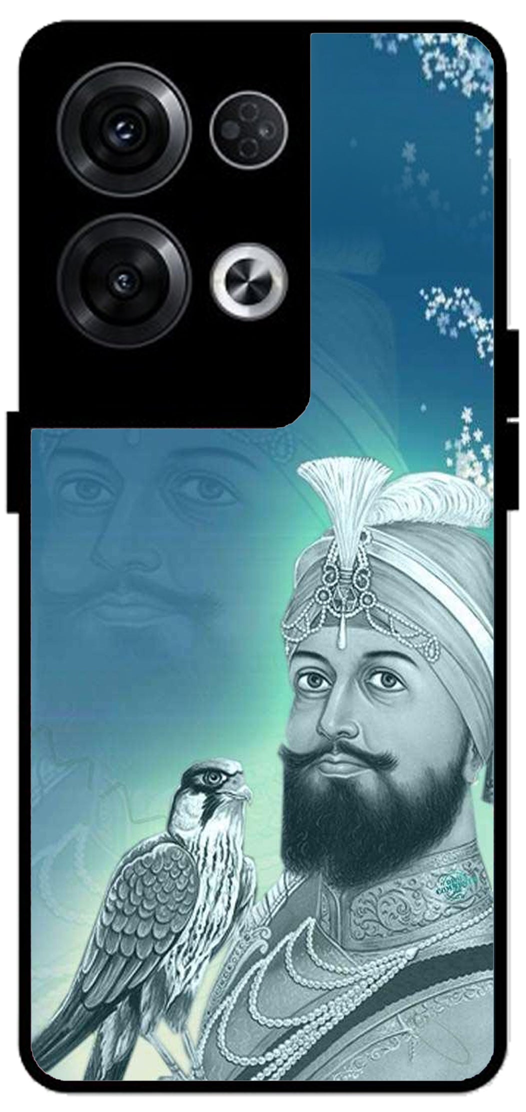 Guru Gobind Singh Ji Unbreakable Metal Back Case Mobile Cover with 4 Side Protection and Soft TPU Sides for Oppo Reno 8 Pro 5G 2D