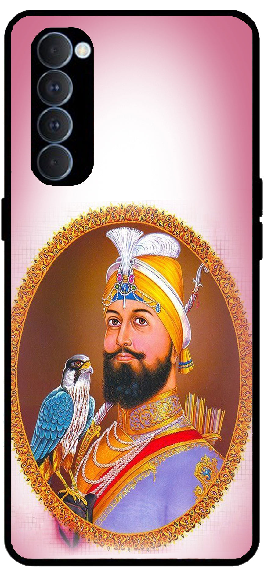 Guru Gobind Singh Ji Colourful Design Unbreakable Metal Back Case Mobile Cover with 4 Side Protection and Soft TPU Sides for Oppo Reno pro