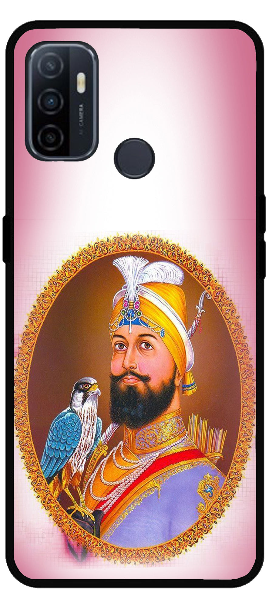 Guru Gobind Singh Ji Colourful Design Unbreakable Metal Back Case Mobile Cover with 4 Side Protection and Soft TPU Sides for Oppo A53