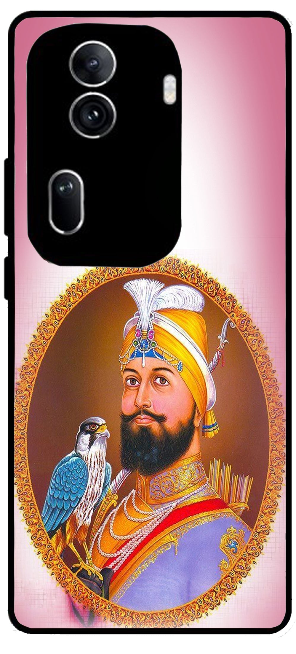 Guru Gobind Singh Ji Colourful Design Unbreakable Metal Back Case Mobile Cover with 4 Side Protection and Soft TPU Sides for Oppo Reno 11 pro