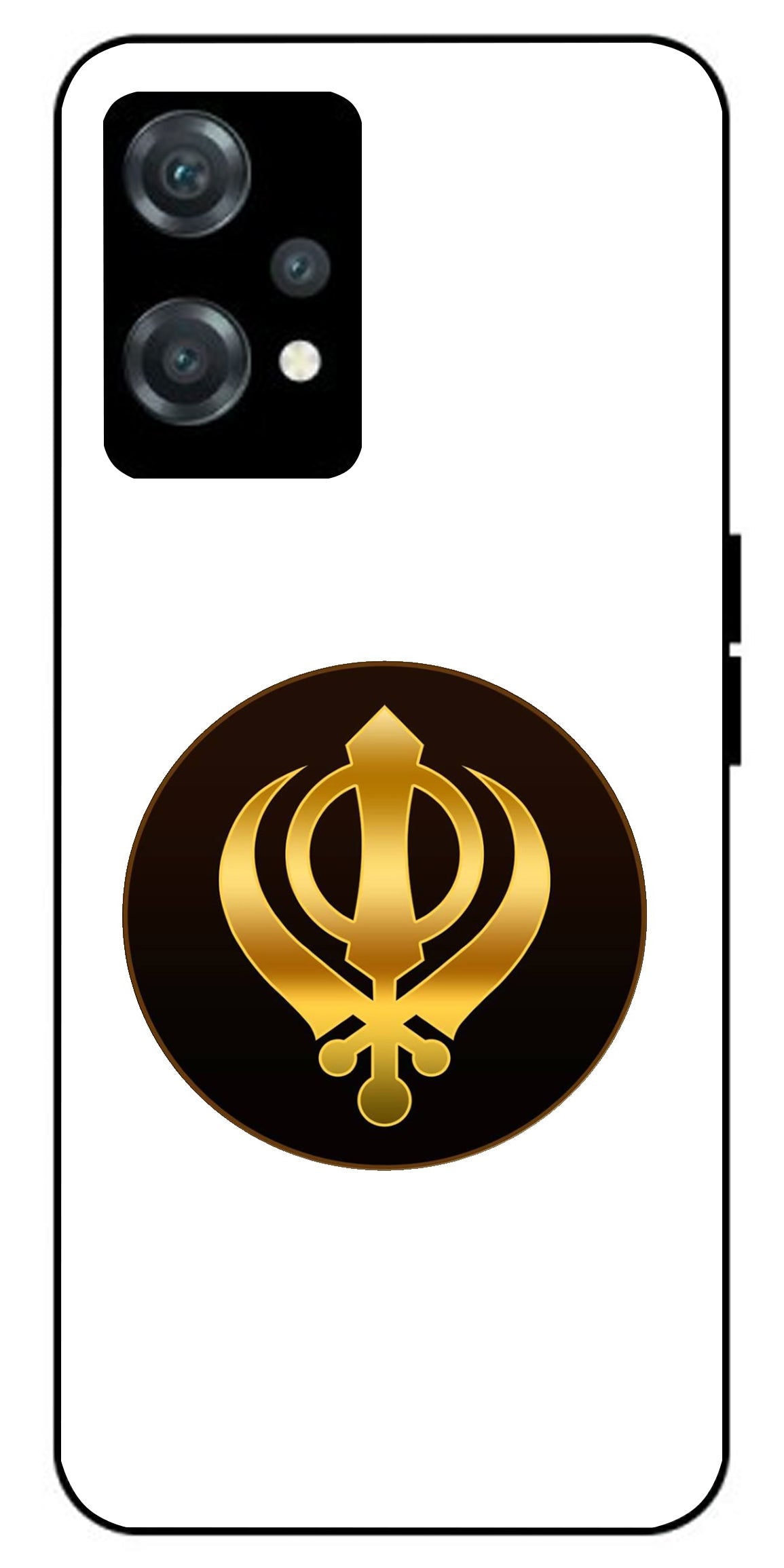 Sikh Symbol Khanda Unbreakable Metal Back Case Mobile Cover with 4 Side Protection and Soft TPU Sides for oneplus nord ce 2 lite 5g