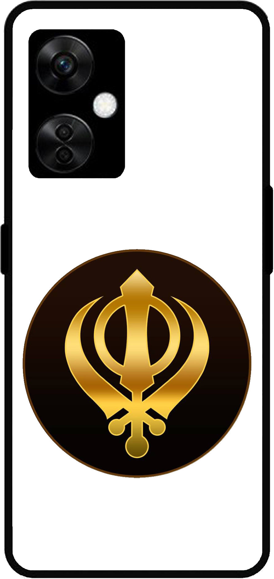 Sikh Symbol Khanda Unbreakable Metal Back Case Mobile Cover with 4 Side Protection and Soft TPU Sides for OnePlus Nord CE3 Lite