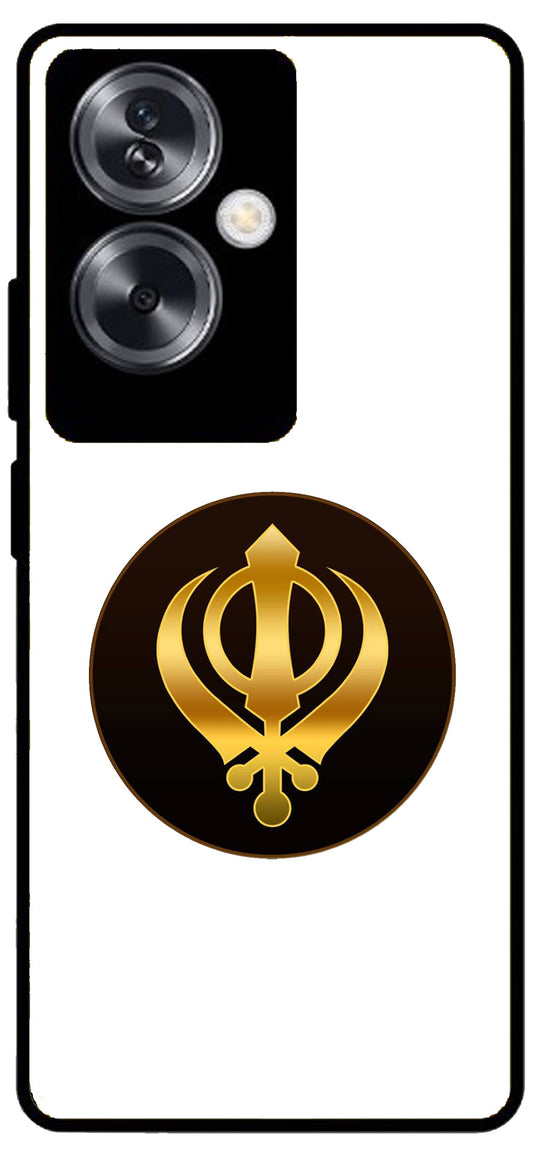 Sikh Symbol Khanda Unbreakable Metal Back Case Mobile Cover with 4 Side Protection and Soft TPU Sides for Oppo A79 NEW