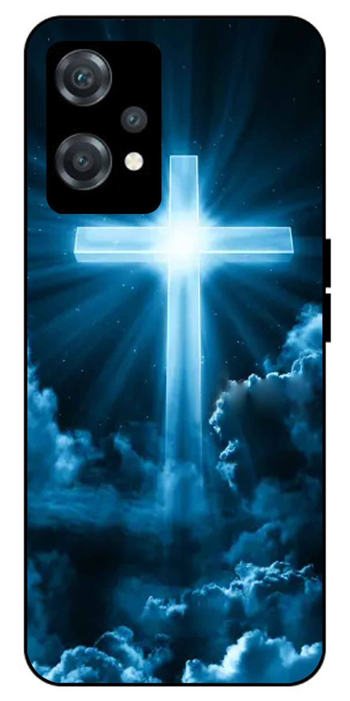 Christian Cross Symbol Unbreakable Metal Back Case Mobile Cover with 4 Side Protection and Soft TPU Sides for oneplus nord ce 2 lite 5g