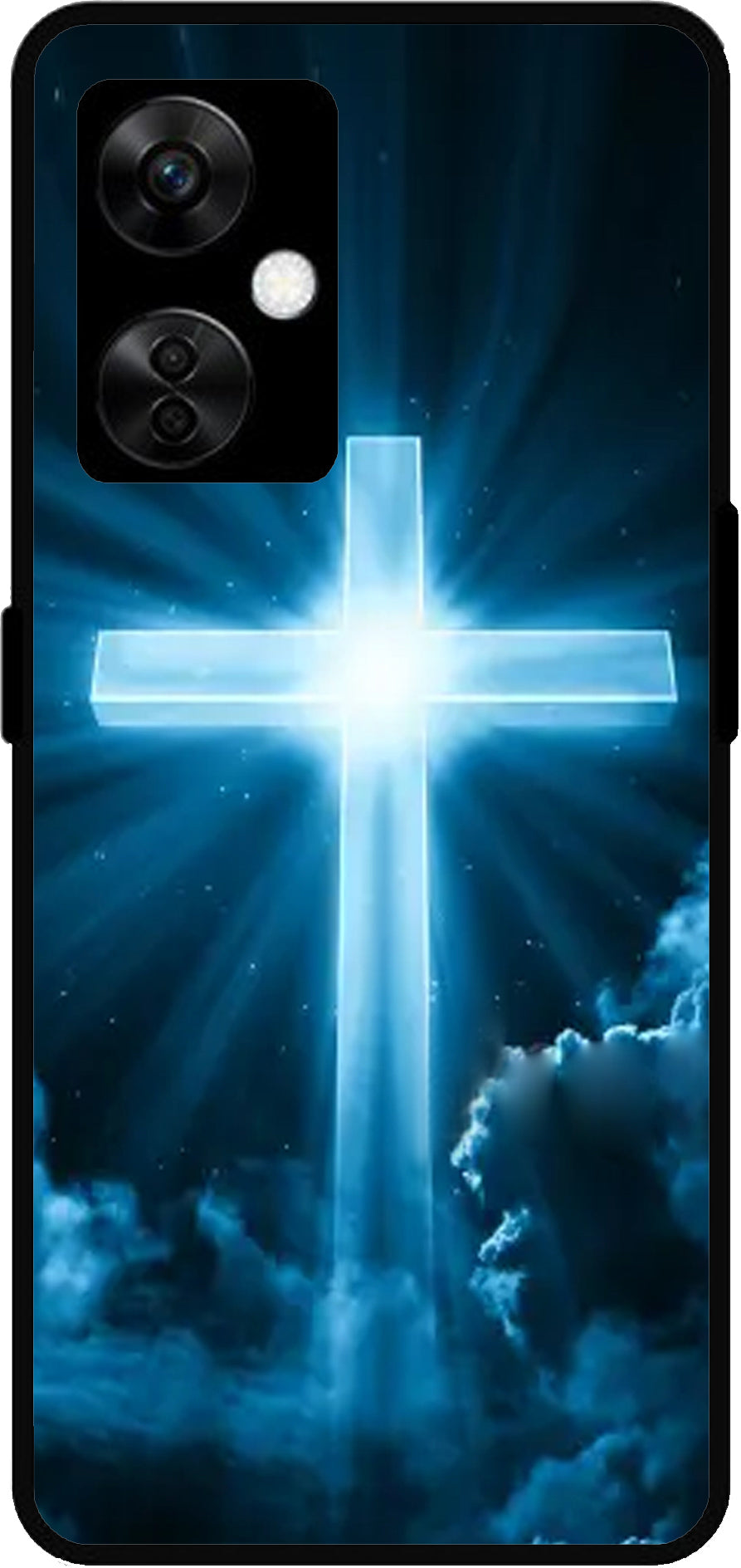 Christian Cross Symbol Unbreakable Metal Back Case Mobile Cover with 4 Side Protection and Soft TPU Sides for OnePlus Nord CE3 Lite