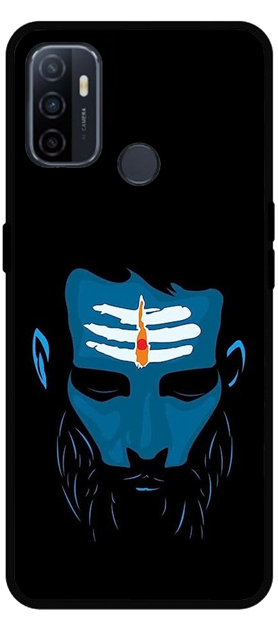 Mahadev Bhakt Unbreakable Metal Back Case Mobile Cover with 4 Side Protection and Soft TPU Sides for Oppo A53