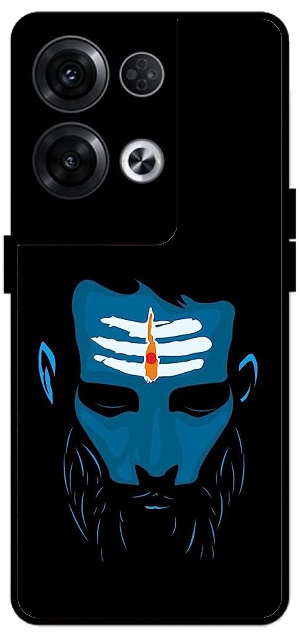 Mahadev Bhakt Unbreakable Metal Back Case Mobile Cover with 4 Side Protection and Soft TPU Sides for Oppo Reno 8 Pro 5G 2D