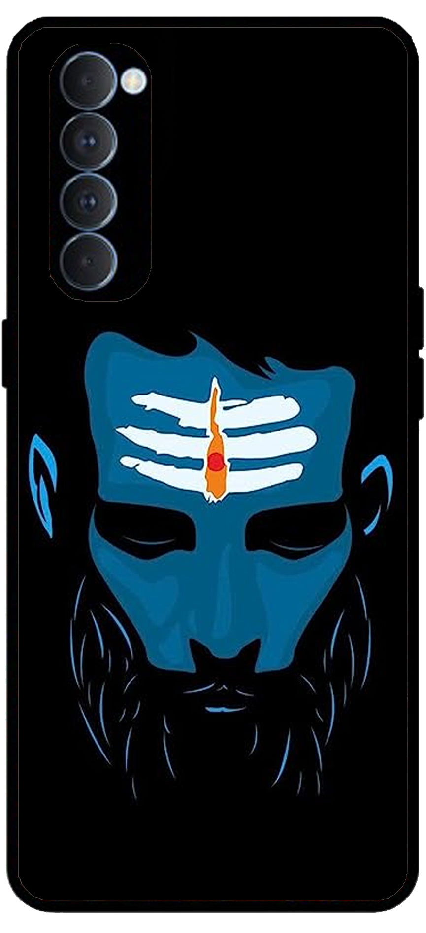 Mahadev Bhakt Unbreakable Metal Back Case Mobile Cover with 4 Side Protection and Soft TPU Sides for Oppo Reno pro