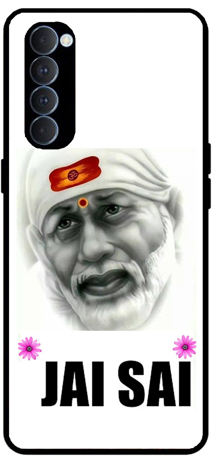 Jai Sai Baba Design Unbreakable Metal Back Case Mobile Cover with 4 Side Protection and Soft TPU Sides for RENO4 PRO