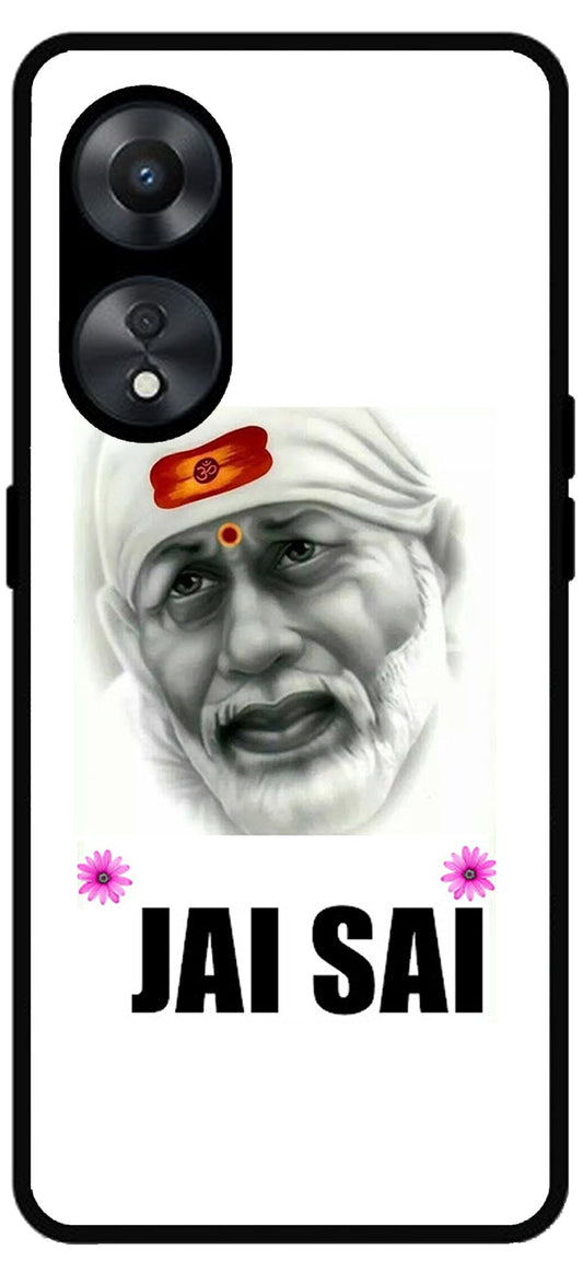 Jai Sai Baba Design Unbreakable Metal Back Case Mobile Cover with 4 Side Protection and Soft TPU Sides for Oppo a78 5g