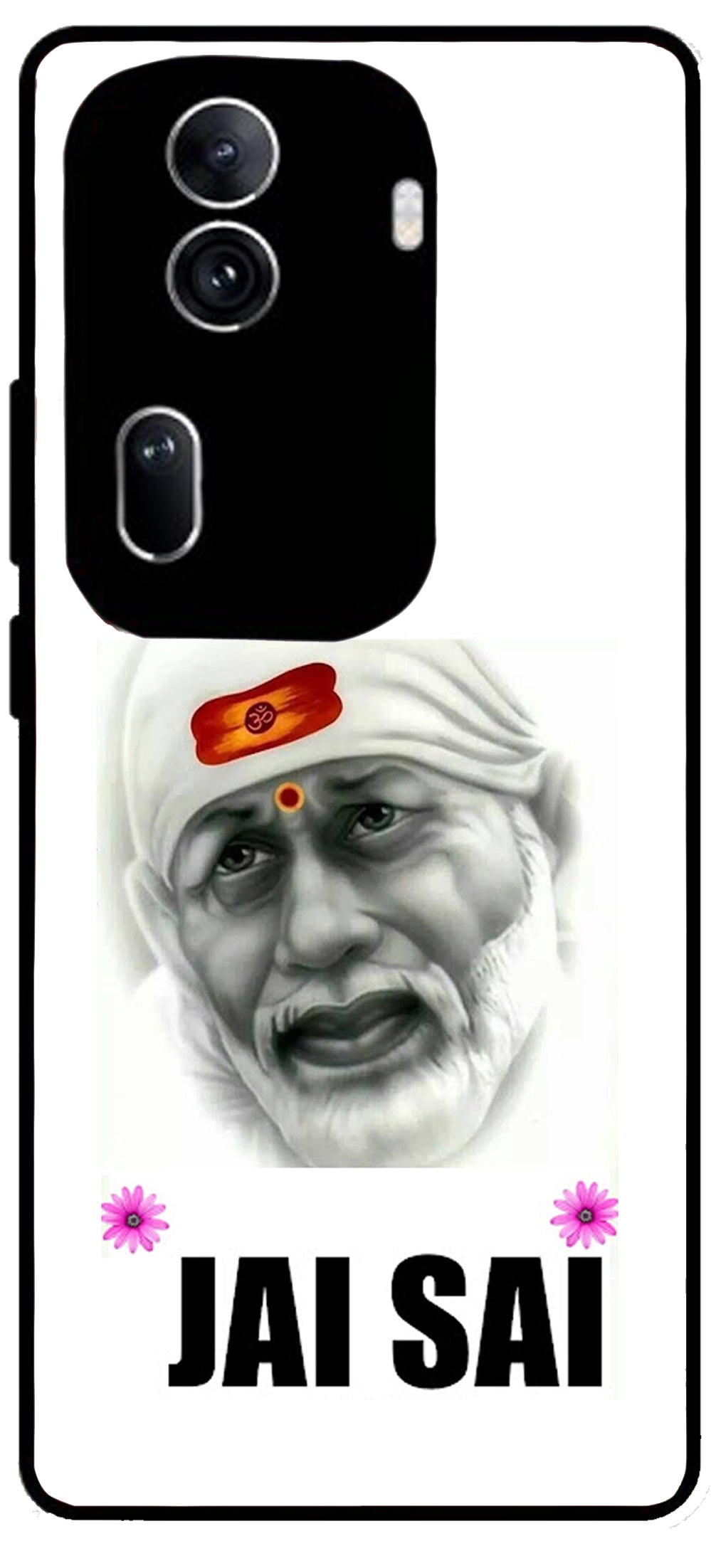 Jai Sai Baba Design Unbreakable Metal Back Case Mobile Cover with 4 Side Protection and Soft TPU Sides for Oppo Reno 11 pro