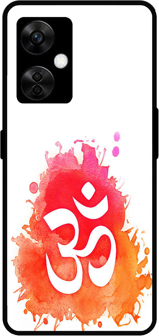 Om Colourful Symbol Unbreakable Metal Back Case Mobile Cover with 4 Side Protection and Soft TPU Sides for OnePlus Nord CE3 Lite