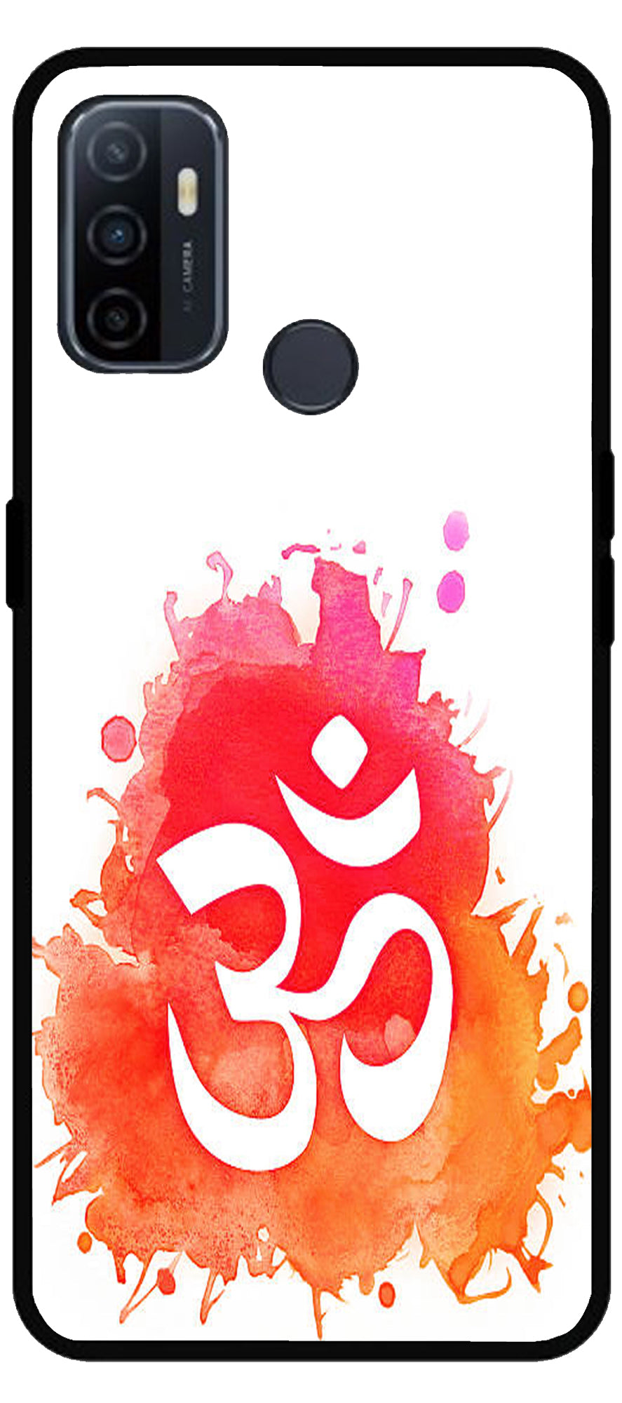 Om Colourful Symbol Unbreakable Metal Back Case Mobile Cover with 4 Side Protection and Soft TPU Sides for Oppo A53