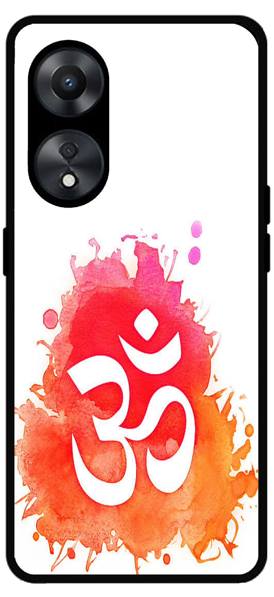 Om Colourful Symbol Unbreakable Metal Back Case Mobile Cover with 4 Side Protection and Soft TPU Sides for Oppo a78 5g