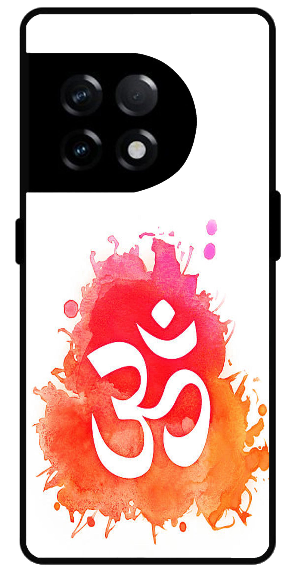 Om Colourful Symbol Unbreakable Metal Back Case Mobile Cover with 4 Side Protection and Soft TPU Sides for OnePlus 11R