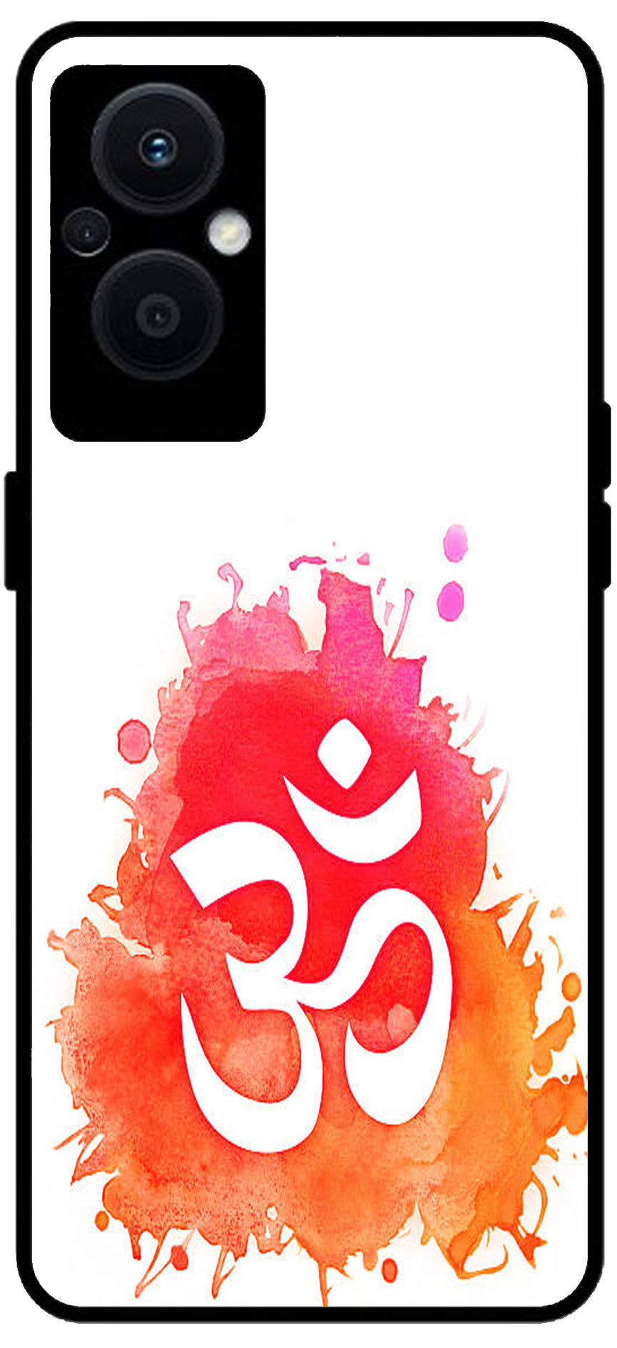 Om Colourful Symbol Unbreakable Metal Back Case Mobile Cover with 4 Side Protection and Soft TPU Sides for OPPO F21 PRO 5G