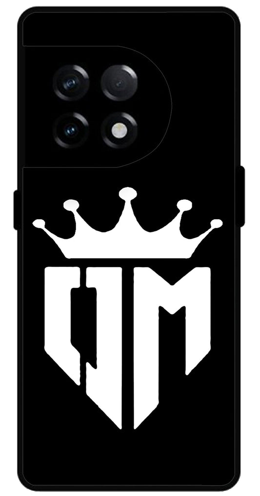 Om Black Design Unbreakable Metal Back Case Mobile Cover with 4 Side Protection and Soft TPU Sides for OnePlus 11R