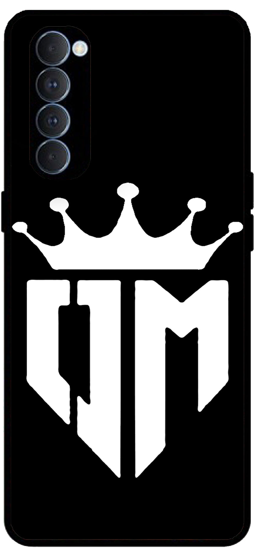 Om Black Design Unbreakable Metal Back Case Mobile Cover with 4 Side Protection and Soft TPU Sides for Oppo Reno pro