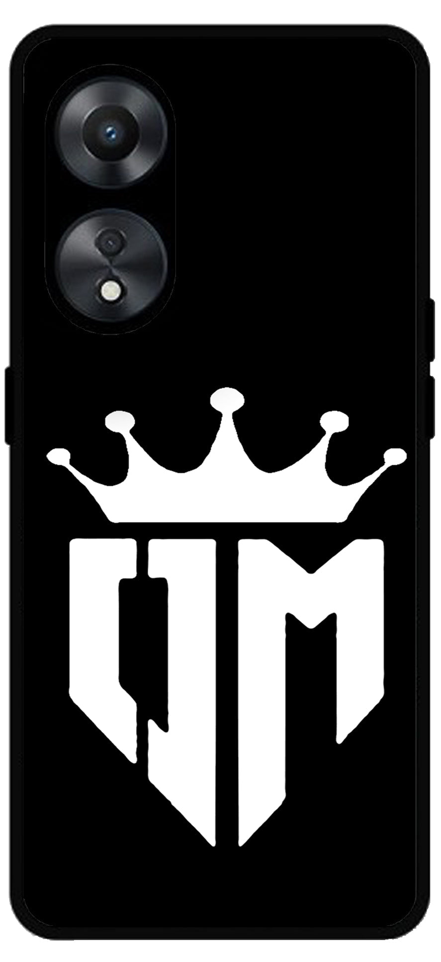 Om Black Design Unbreakable Metal Back Case Mobile Cover with 4 Side Protection and Soft TPU Sides for Oppo a78 5g