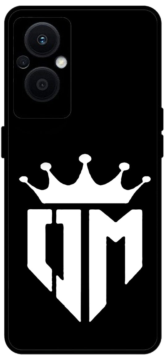 Om Black Design Unbreakable Metal Back Case Mobile Cover with 4 Side Protection and Soft TPU Sides for OPPO F21 PRO 5G