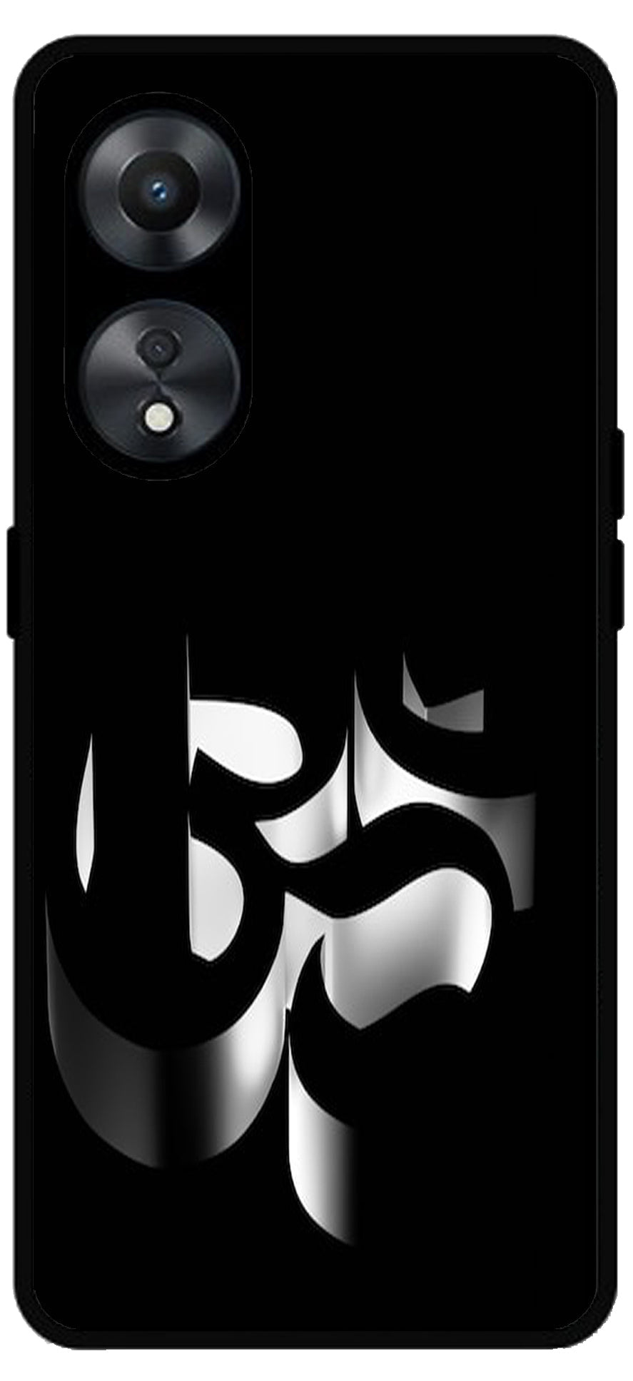 Om Black Symbol Unbreakable Metal Back Case Mobile Cover with 4 Side Protection and Soft TPU Sides for Oppo a78 5g