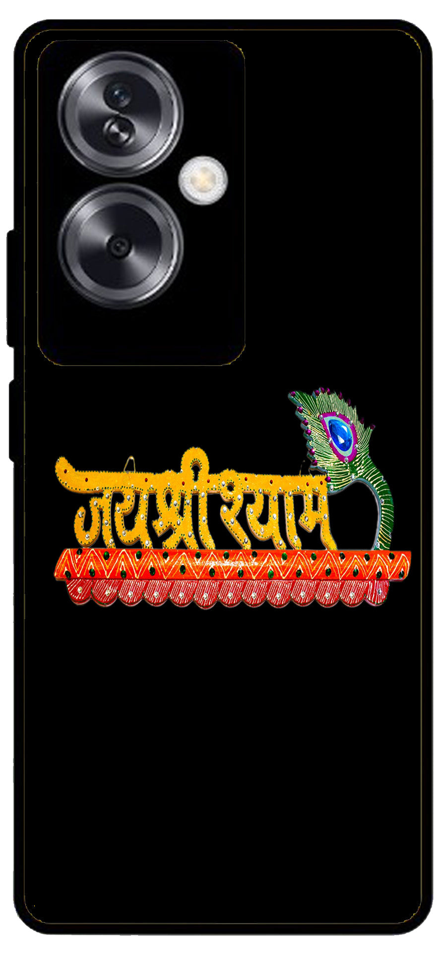 Jai Shree Shyam Unbreakable Metal Back Case Mobile Cover with 4 Side Protection and Soft TPU Sides for Oppo A79 NEW