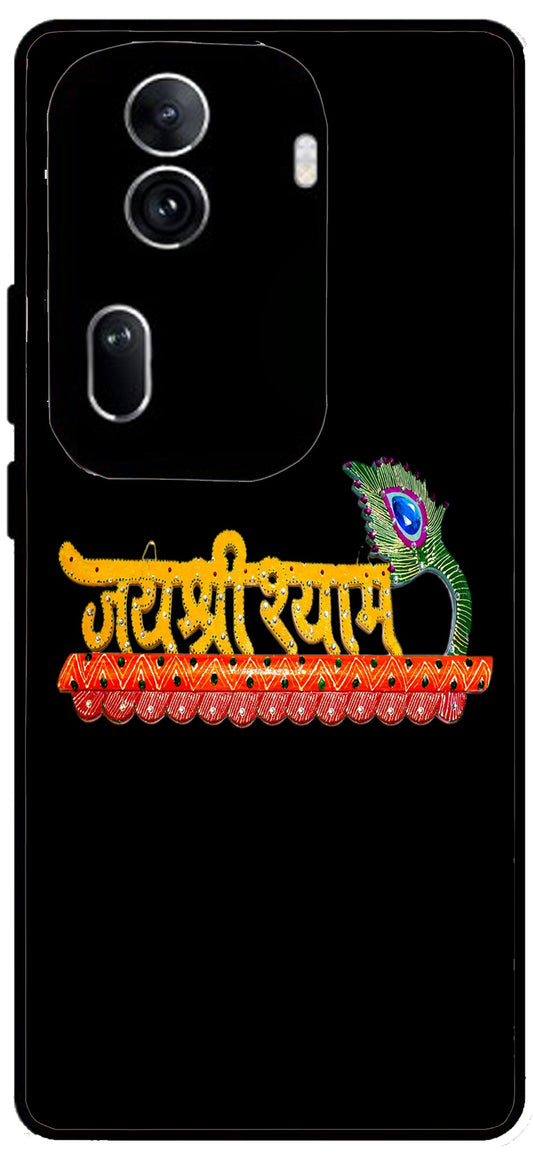 Jai Shree Shyam Unbreakable Metal Back Case Mobile Cover with 4 Side Protection and Soft TPU Sides for Oppo Reno 11 pro