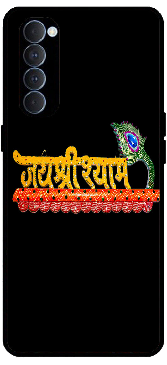 Jai Shree Shyam Unbreakable Metal Back Case Mobile Cover with 4 Side Protection and Soft TPU Sides for RENO4 PRO